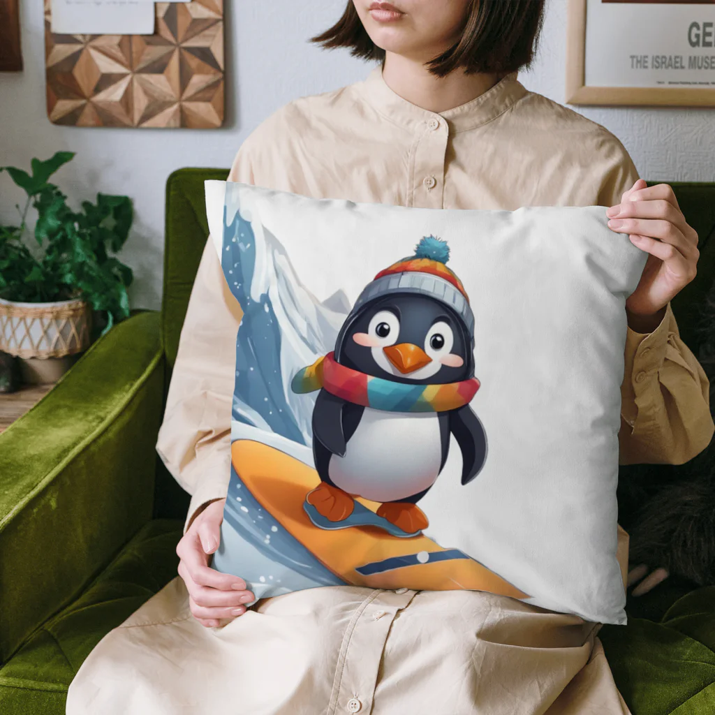 Gloriousのペンギンの冒険スノーボードパーティ Cushion