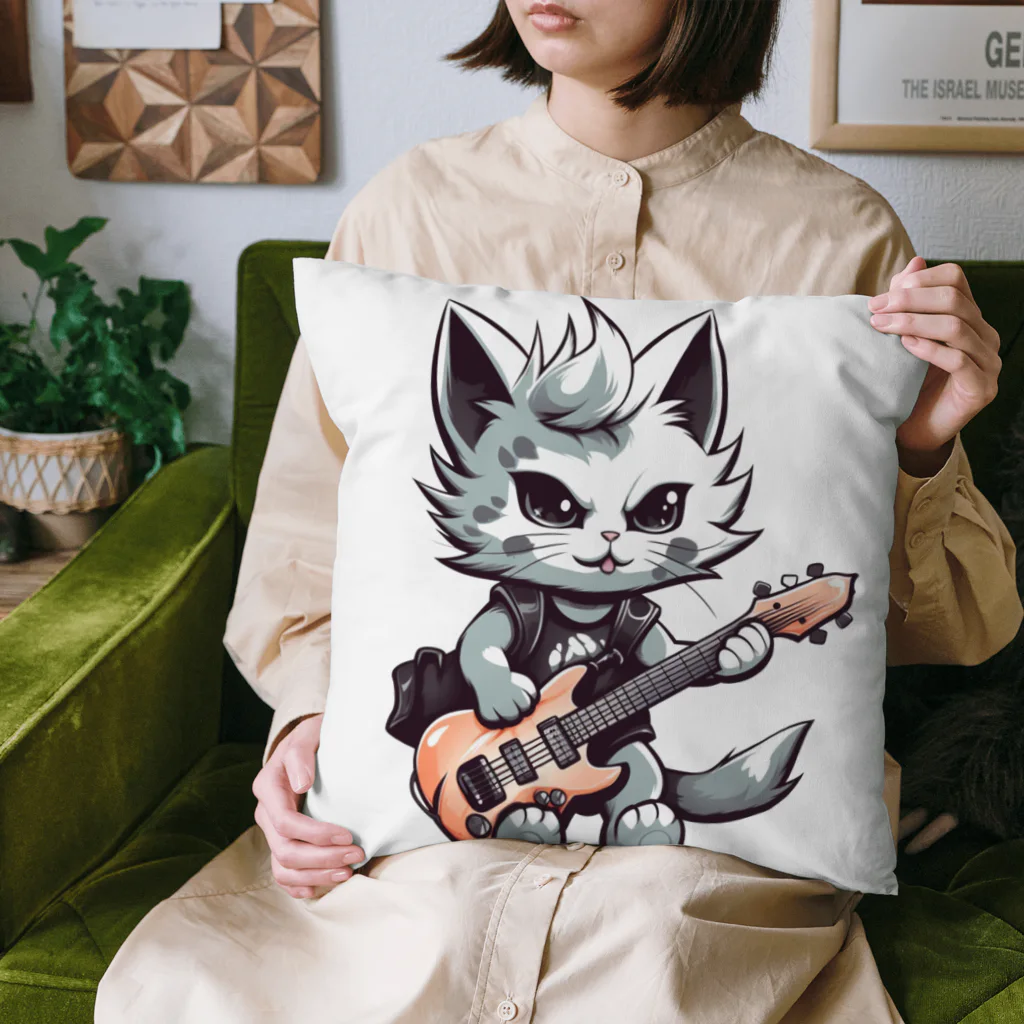 Vasetti_pressの可愛いギターのネコちゃん Cushion