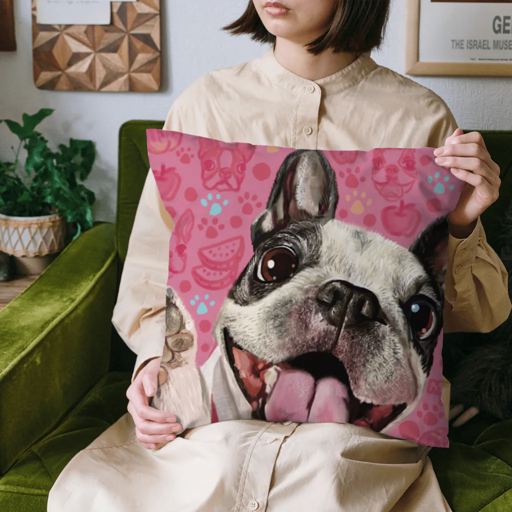 Satokinaの🥰パッピーハッピースマイル百汰ちゃん🥰（ボストンテリア） Cushion