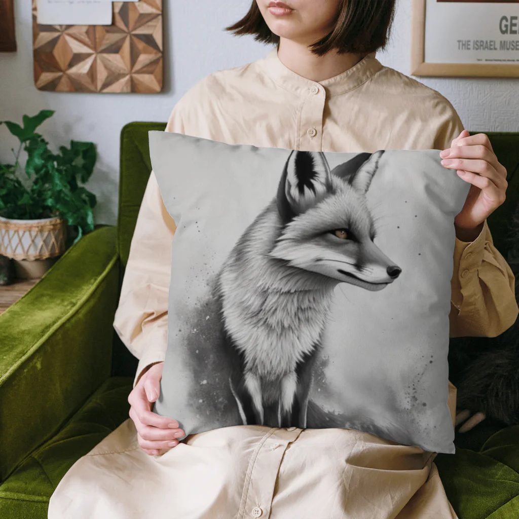 suuの水墨画風の狐 Cushion