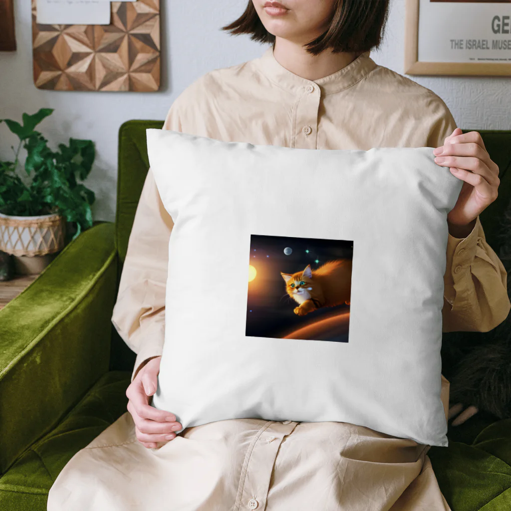 shopアルーニョの宇宙を走るネコさん Cushion