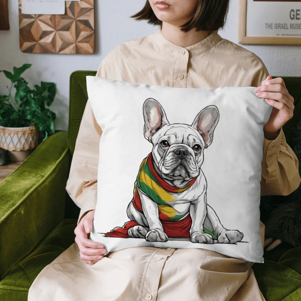 Frenchie-Rasta DoggのFrenchie-Rasta Dogg Cushion