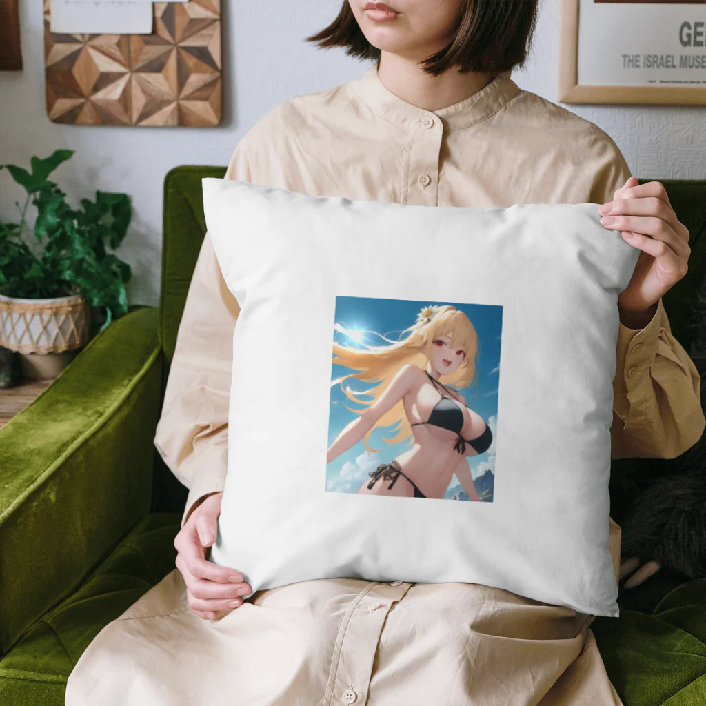 YuzuKiの金髪黒ビキニちゃん Cushion