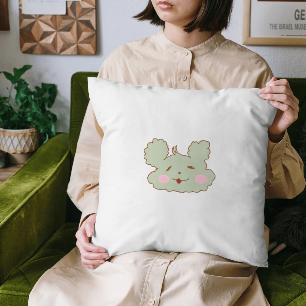 ほっこり展覧会ののほほんくまさんくすみグリーン Cushion