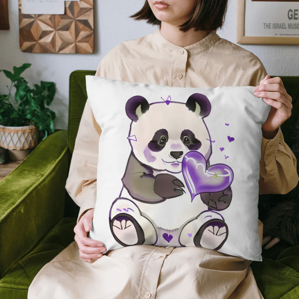 愛を届けるパンダの愛を送る紫パンダ Cushion