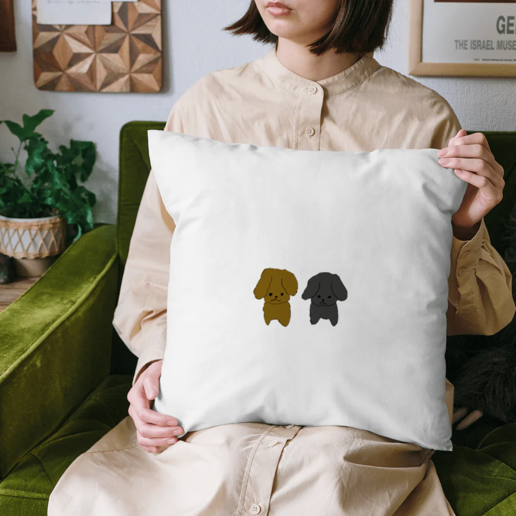 セレナスマイルガーデンの黒いわんこと茶色いわんこ Cushion