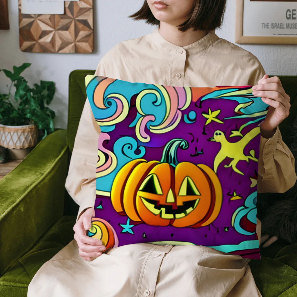 龍のすけのハロウィン、カボチャとアヒル Cushion