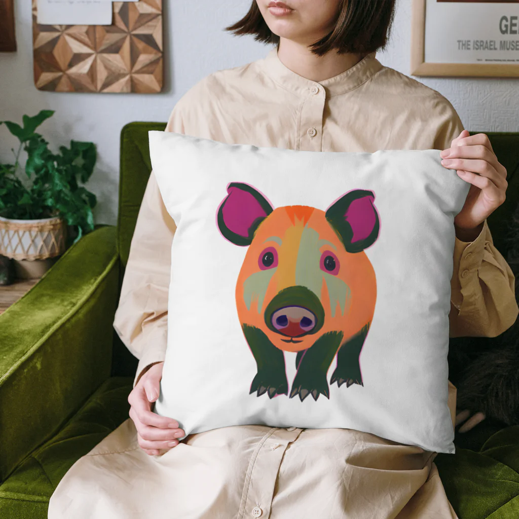 Milk317のカラフルイノシシ Cushion