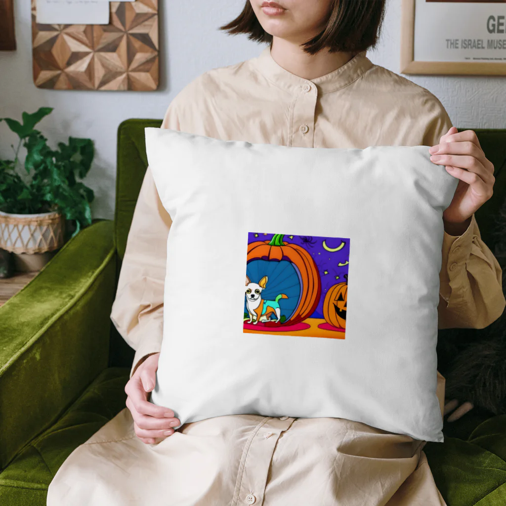 チワワ愛好家ショップのカボチャの秘密！中にはチワワが隠れている Cushion