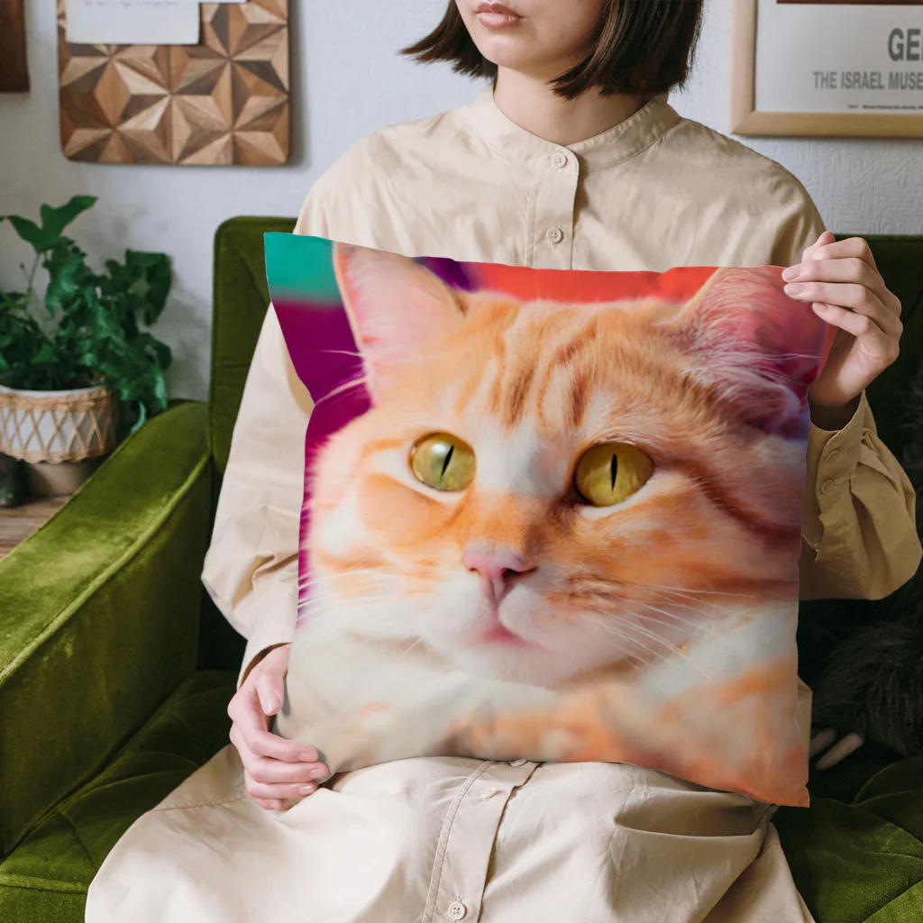 のぞかれ隊の写真で一言にゃん Cushion