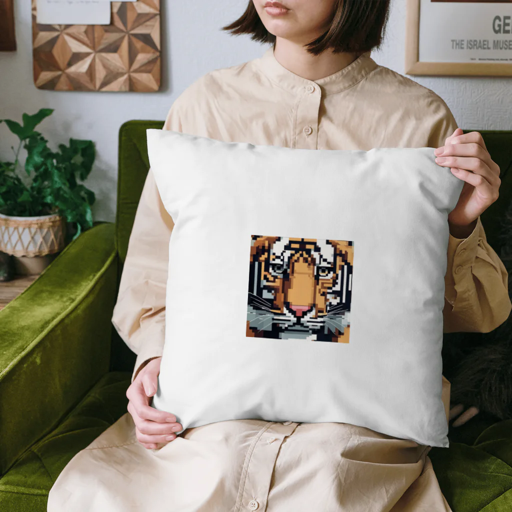 ki1962のドット絵で描かれた虎のアップ画像のプレミアムグッズ Cushion