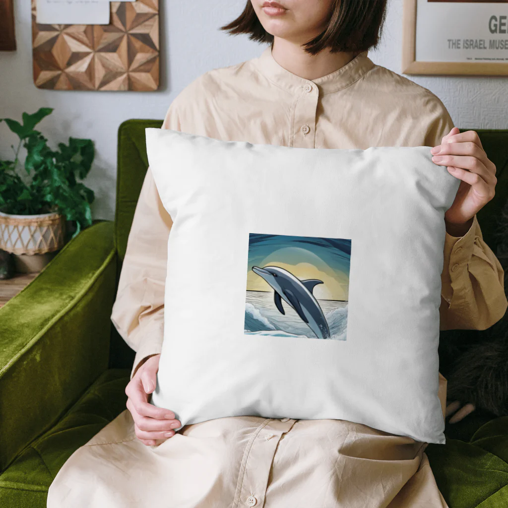 GOLAEのiruka　海を飛び跳ねるイルカ Cushion