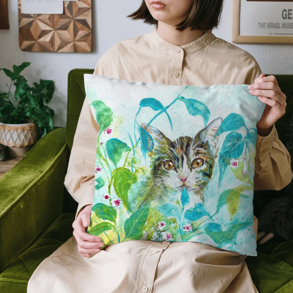 動植物絵描き屋　ogawa sakuraの夏ねこ クッション