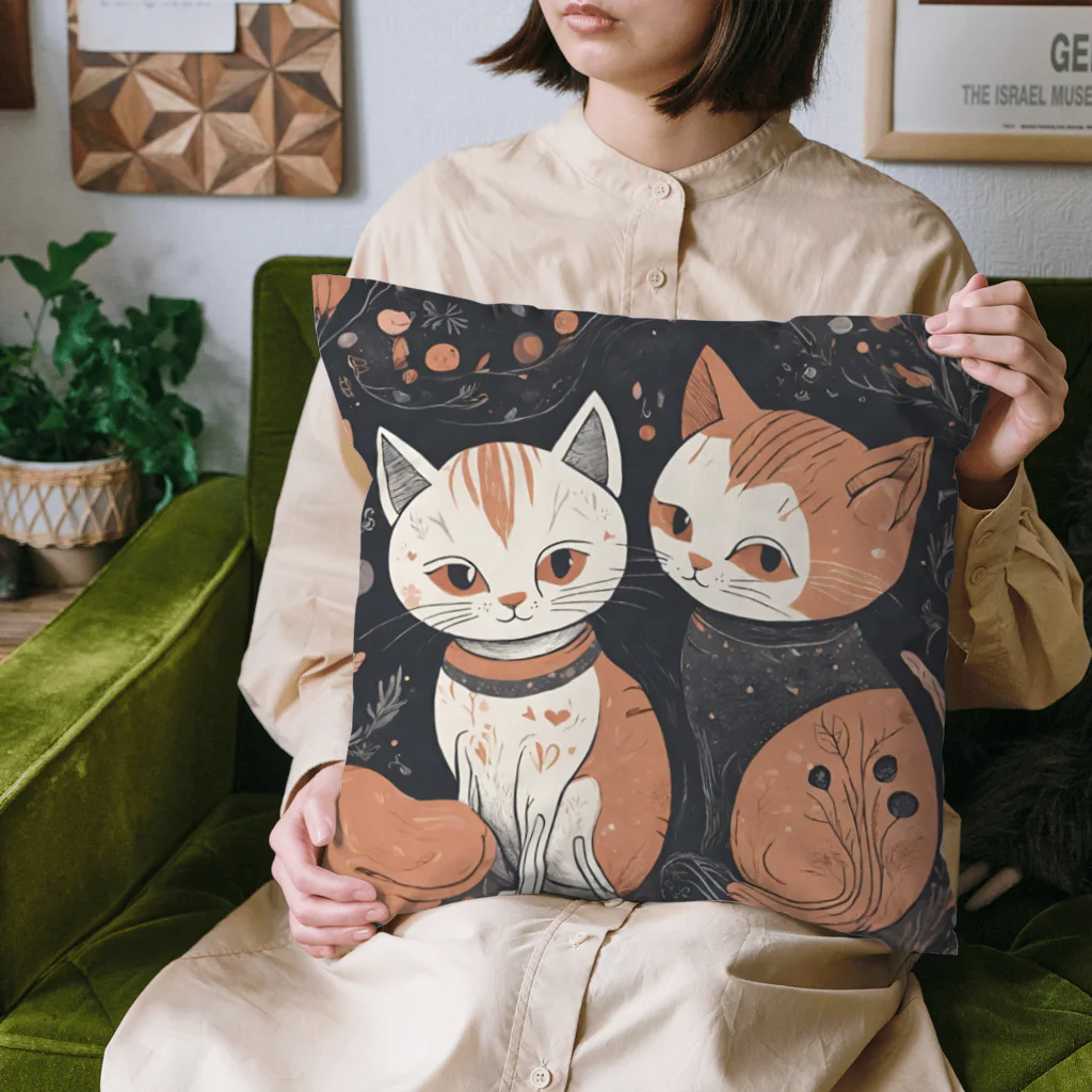 不思議なイラストのワンダーキャットイラストグッズ Cushion