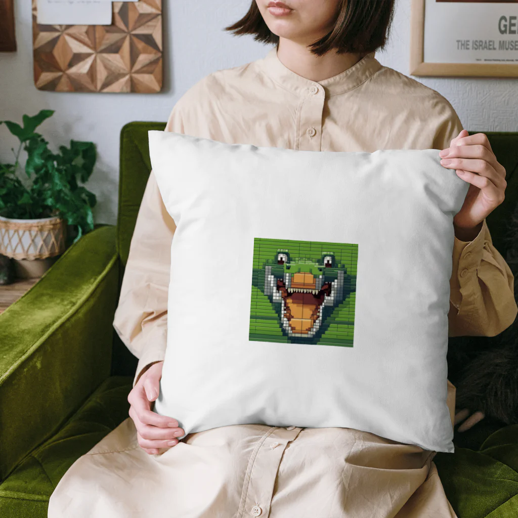 wonderful-lifeのピクセルで描かれたクールなワニ Cushion