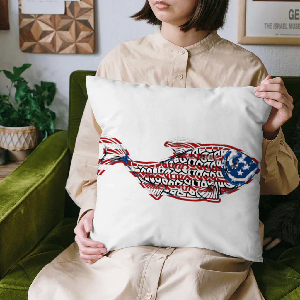 mumusの魚　Flag of the United States Cushion