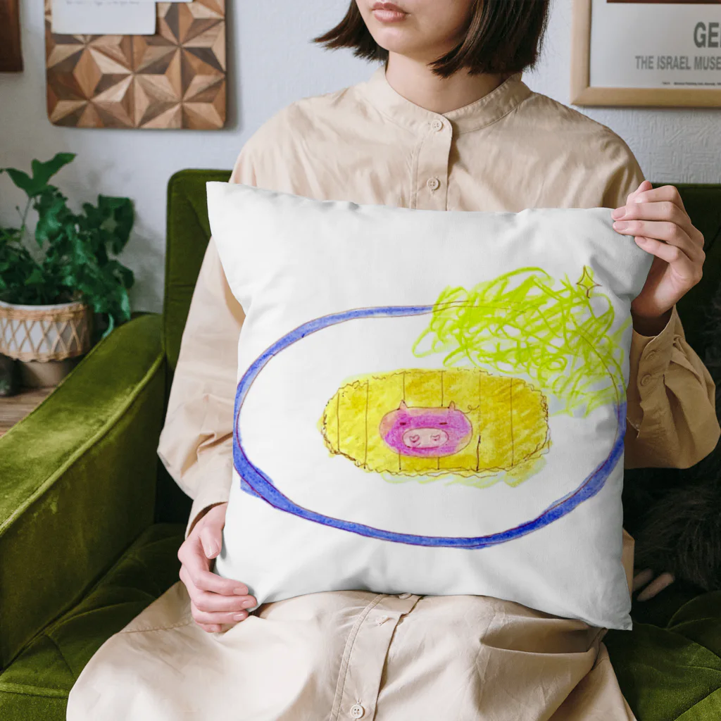 アトリエ　気ままにめろんぱんのトンカツ祭り　クッション　 Cushion