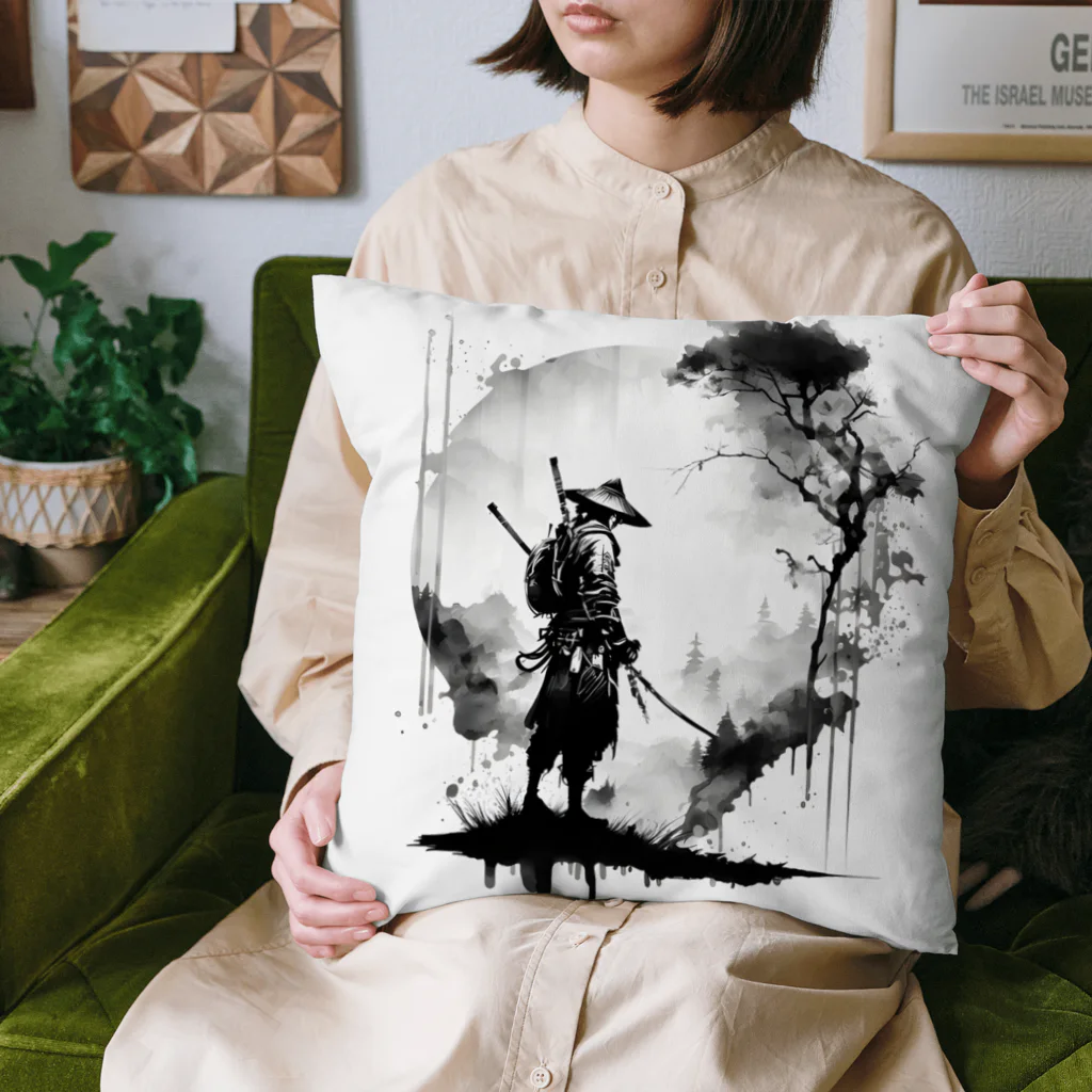 Design_Lab_Lycorisの侍(水墨画風) Cushion