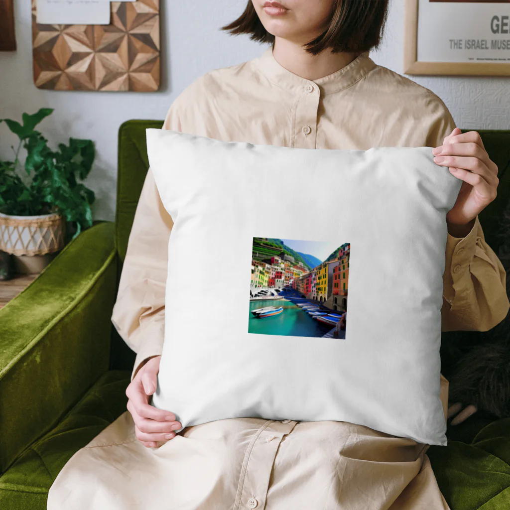 KSK SHOPの絵画のようなチンクエテッレの風景 Cushion