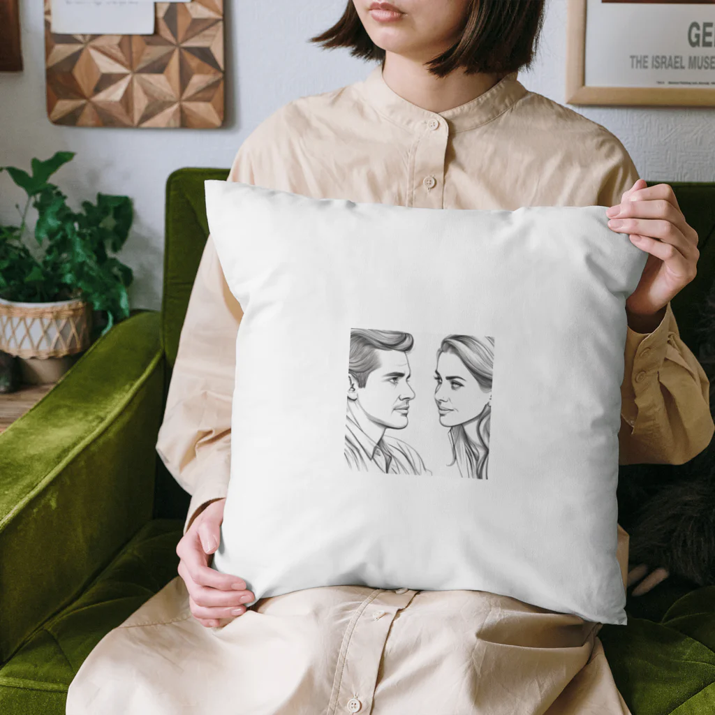 moribouの相手の話に耳を傾ける女性のアートグッズ Cushion