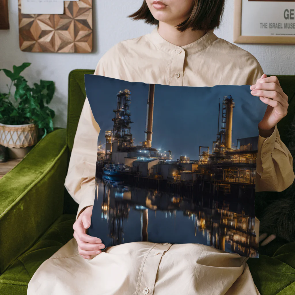 夜景ショップの夜景の綺麗な埠頭のグッズ Cushion