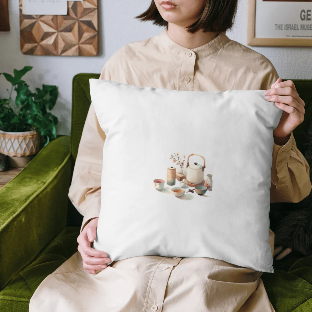 tsuncoの和風な茶器のミニマルデザイン Cushion