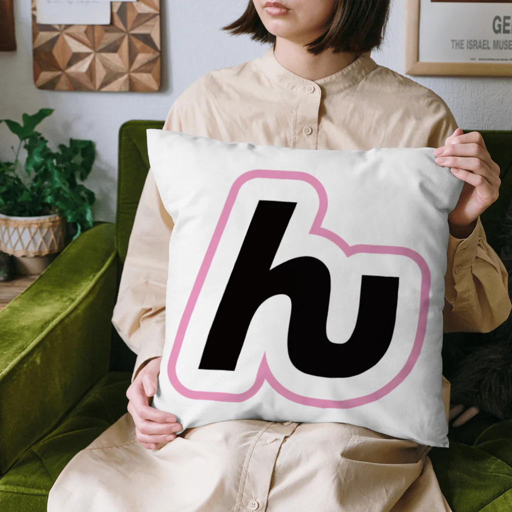 npanpaのんぱんぱ　「ん」クッション (片面一文字 ・黒ver2) Cushion