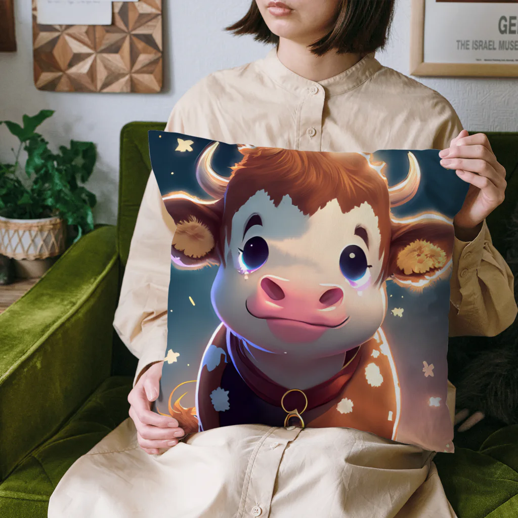 〇〇アートワークスのウシ君 Cushion