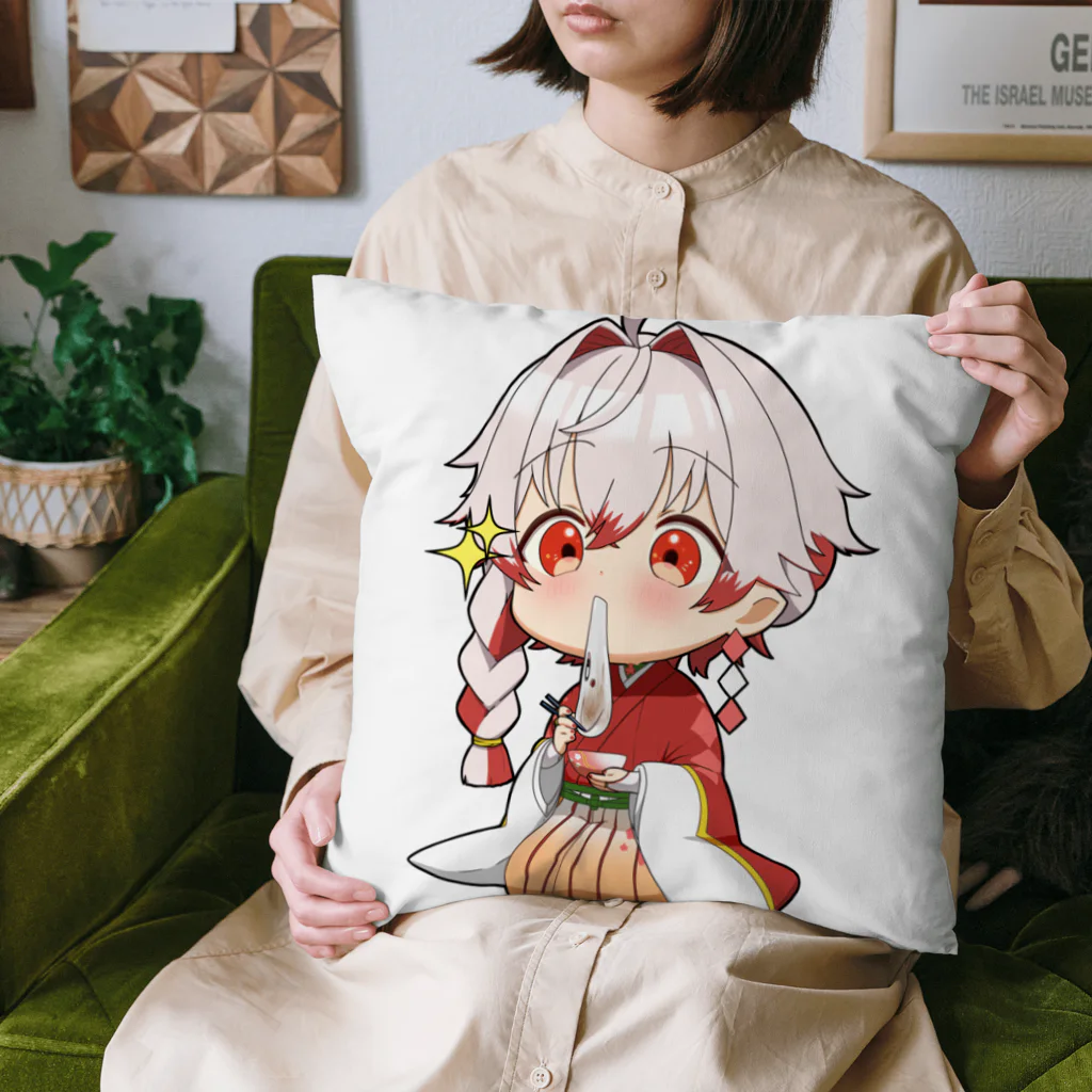 鏡餅の茶室の鏡夜もち ミニキャラ Cushion