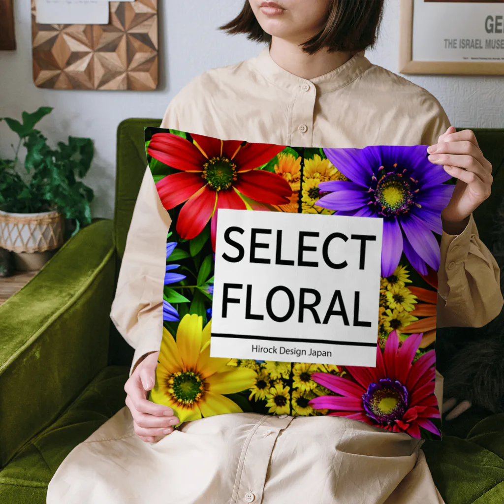 HirockDesignJapanの秋がテーマのコスモスなどの花柄デザイン Cushion