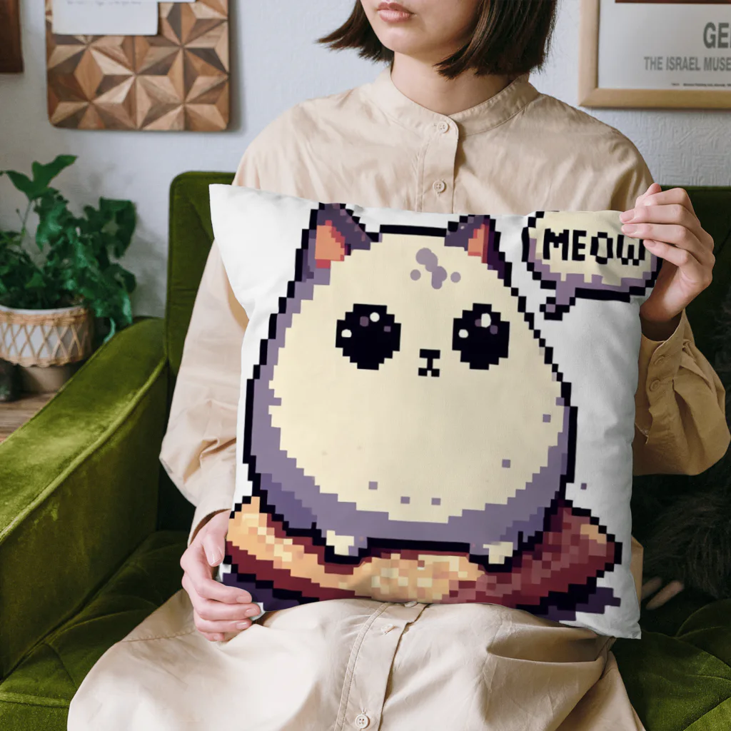 まるきゅー＠ショップのピクセルアート風の猫 Cushion