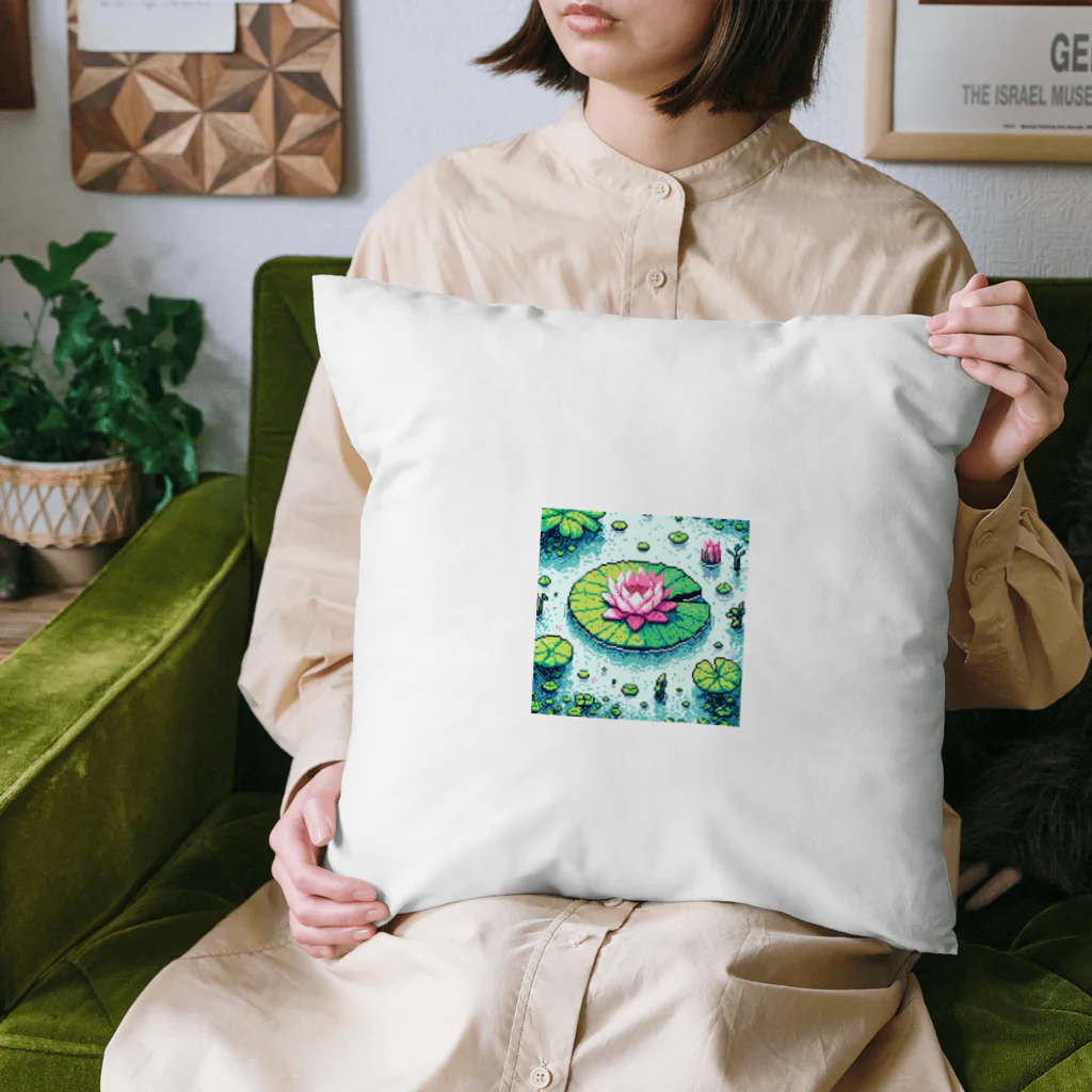 レインボーグリッターのハスの葉と花びら Cushion