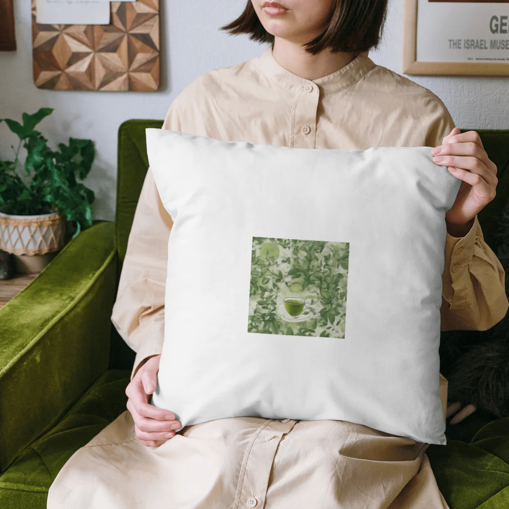 千裕アトリエ（いつもありがとう）のグリーンティーのアート　green tea art Cushion