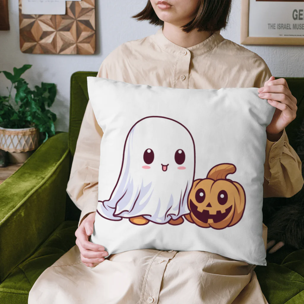 Vasetti_pressの可愛いおばけとカボチャ Cushion