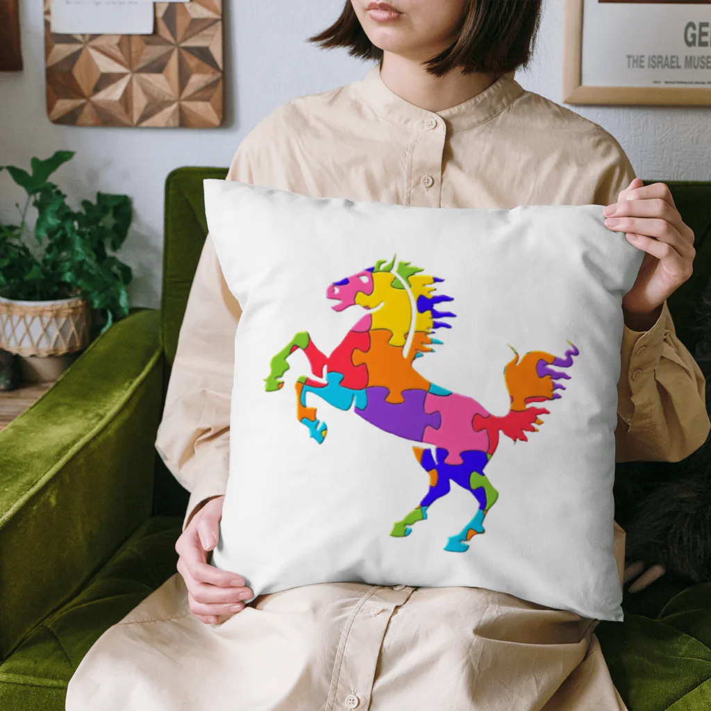 mumusの馬　jigsaw pals Cushion