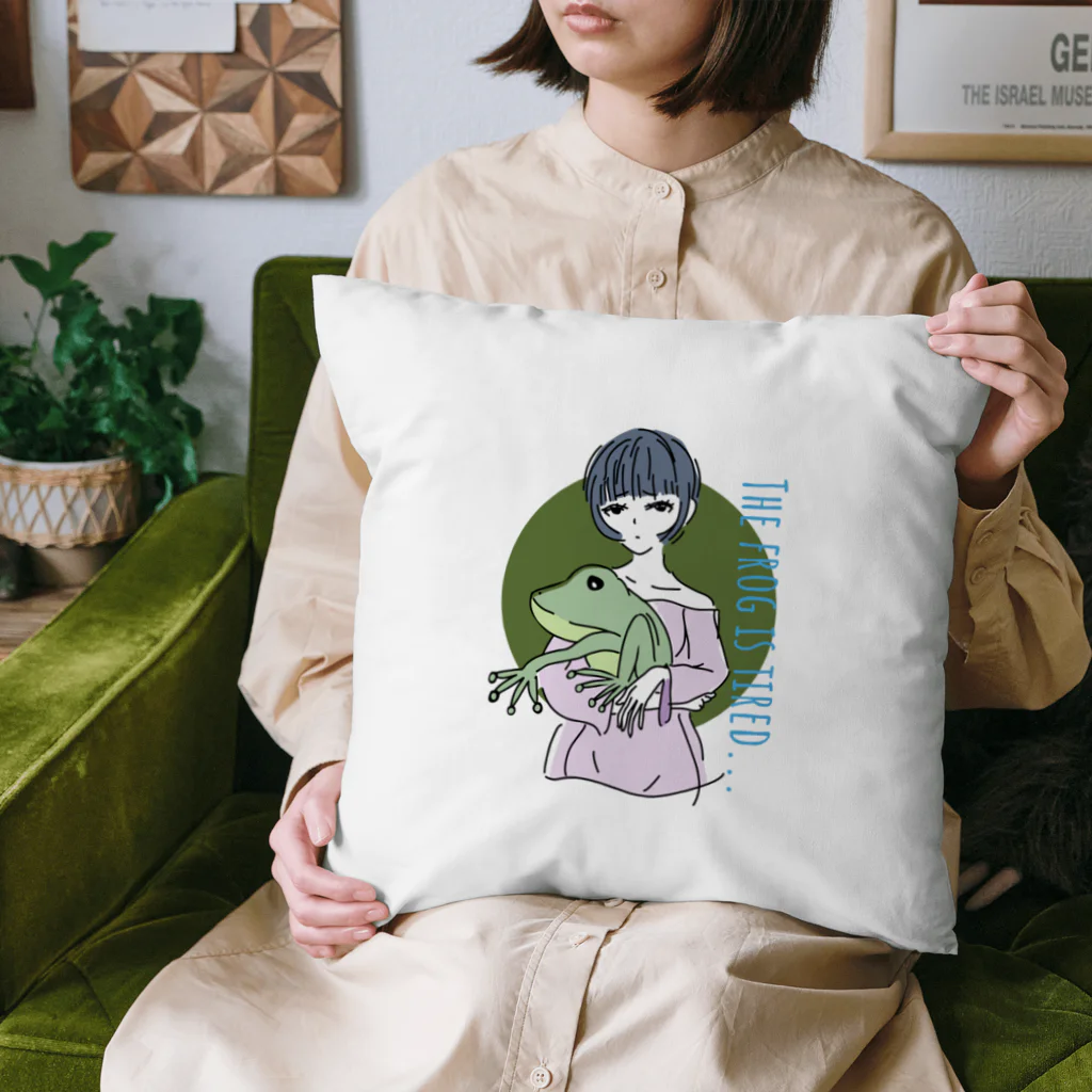 chicodeza by suzuriのカエル好きな女の子 Cushion