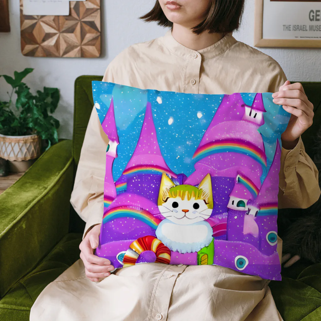 Moichi Designs Shop-2023のホワイトキャットハウス Cushion