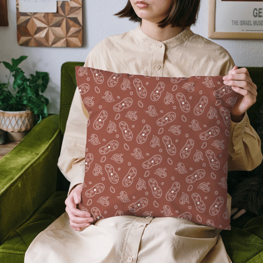 B-catの微生物パターン茶_クッション Cushion