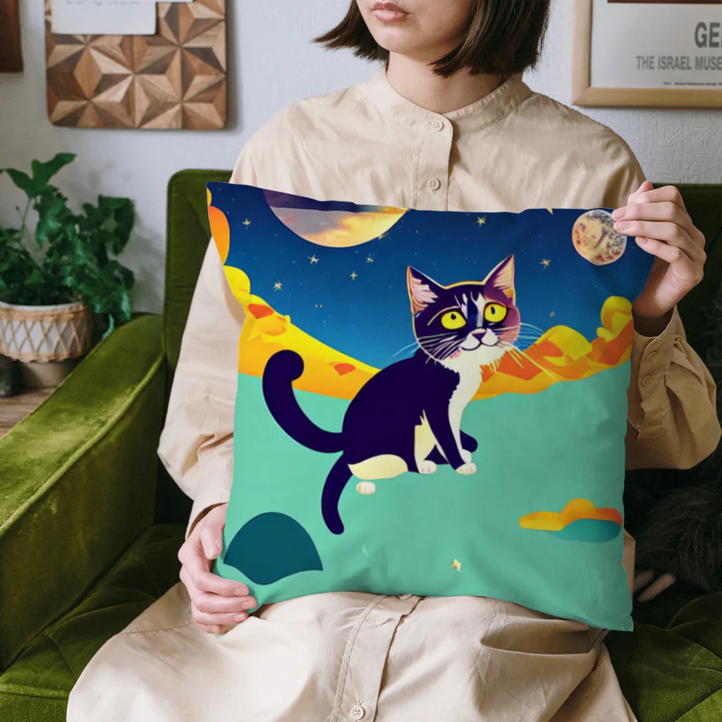 那須モバイル店の猫の考えと上の空 Cushion