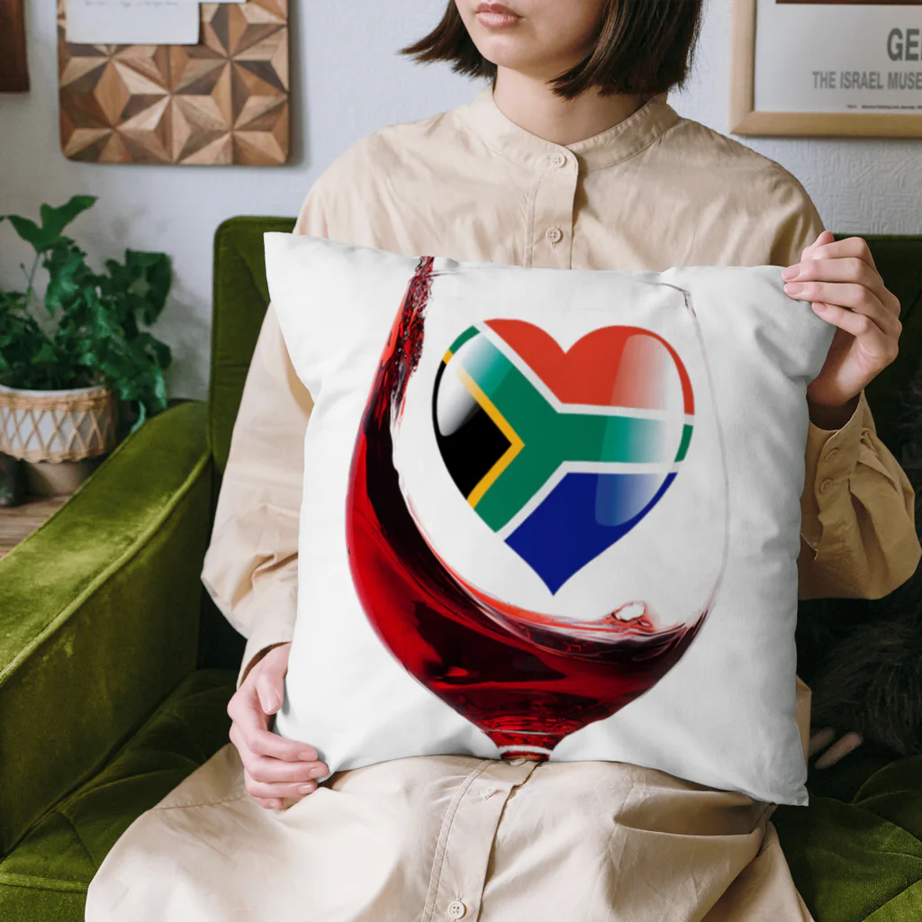 WINE 4 ALLの国旗とグラス：南アフリカ（衣類） クッション