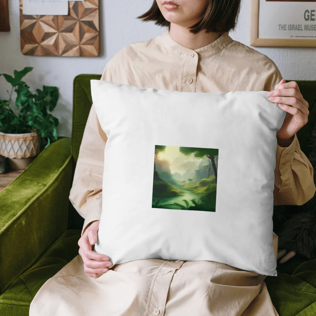 G7のショップの 幻想の森 グリーンウンダー アートプリント Cushion