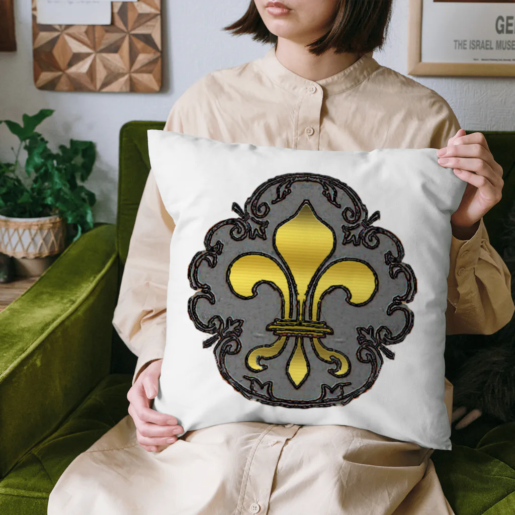 PALA's SHOP　cool、シュール、古風、和風、の紋章　design１ Cushion