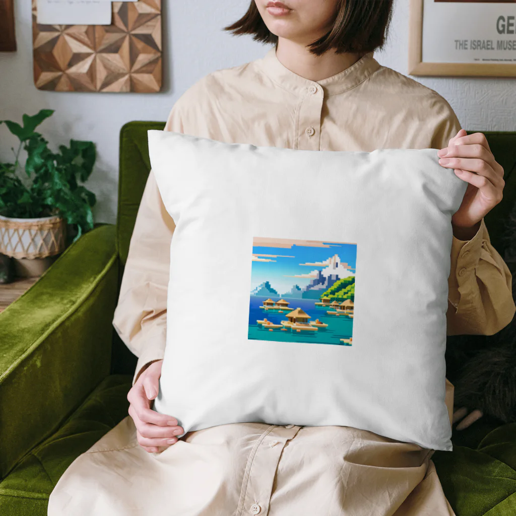 keita-sawadaのドット　ボラボラ島のオーバーウォーターバンガロー Cushion