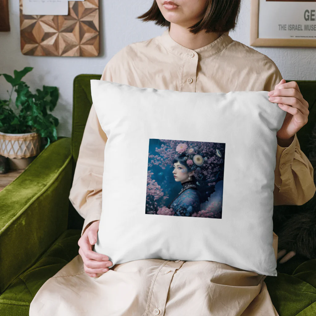 ZZRR12の「夜桜の幻想：桜の精霊」 - "Night Sakura Fantasia: Spirit of the Cherry Blossom" Cushion