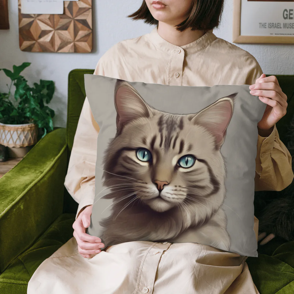 うねうねキャッチのエレガントなネコ Cushion