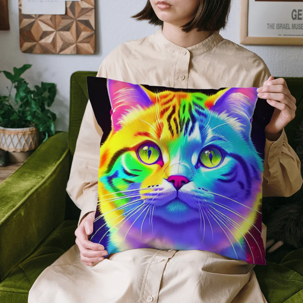 629_CAT_ARTのカラフルサイバーキャット vol3 Cushion