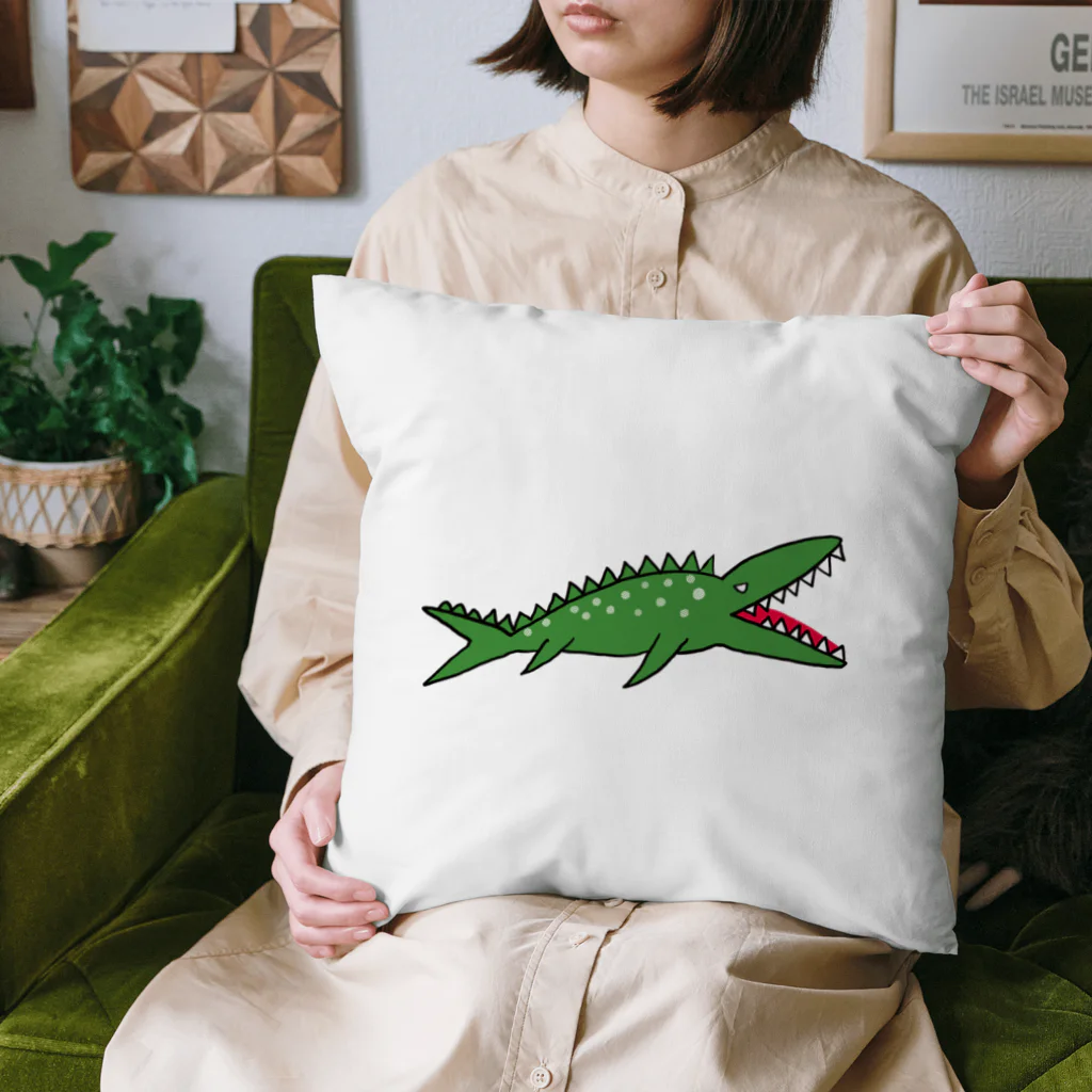 HILOMIOのグリーンモササウルス Cushion