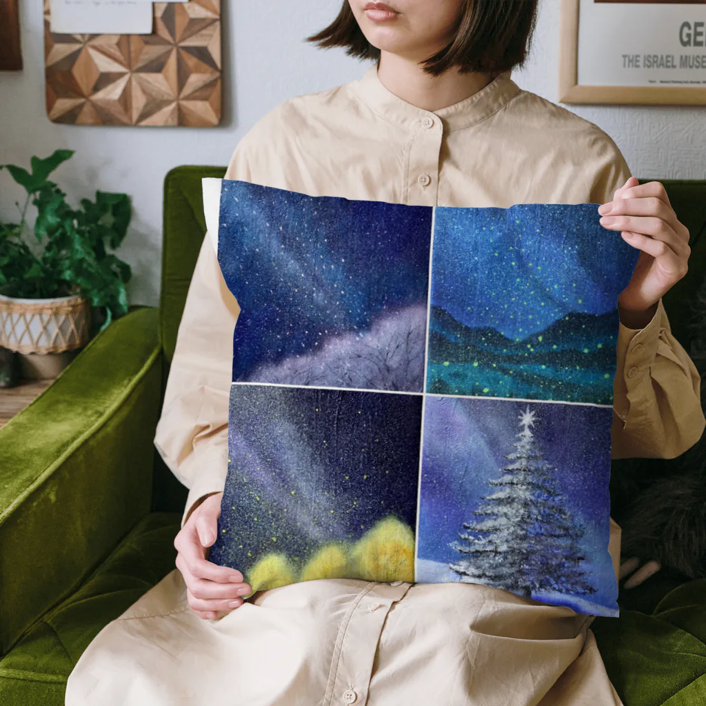 KEIKO's art factoryの「四季と星」の4部作 Cushion