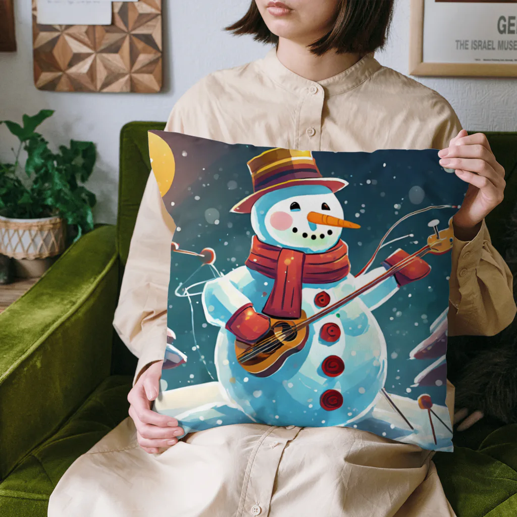 のんびりアート工房の雪だるまアーティスト Cushion