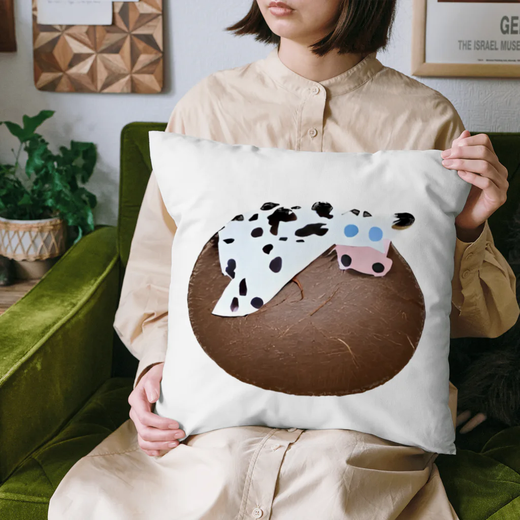 coco-cow ココナッツ牛🥥🐄のココナッツの上で寝る牛 クッション